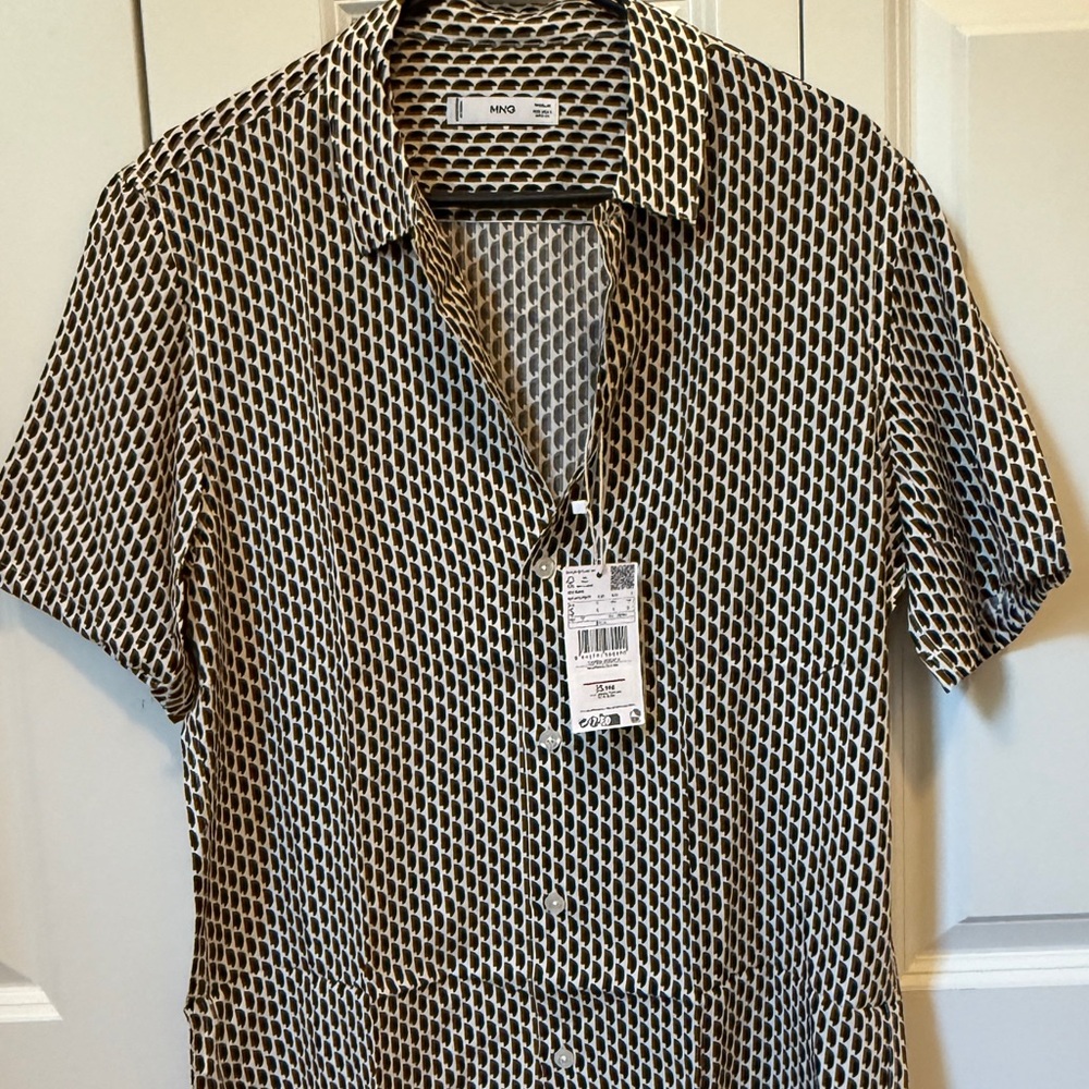 Mango Black and White Casual Button Down Shirt